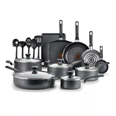 Gray T-fal 20-Piece Nonstick Cookware Set With Easy Care And Thermospot • $100.20