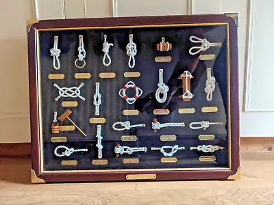 Nautical Knots Shadow Box Wooden Framed Display With Engraved Brass Labels • £59