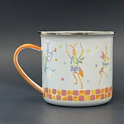 Mackenzie-Childs CRICKETS PLAYING MUSIC Enamel Mug Cup Musical Instruments • $34.95