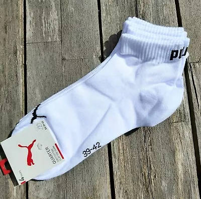 £19.99 • Buy 4 PAIRS PUMA  QUARTER WHITE Adult Trainer Sneaker SOCKS Cotton 39/42 43/46 Pum1