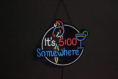 It's 5:00 Somewhere Parrot Martini Cup 10  Vivid LED Neon Sign Light Lamp Gift • $64.99