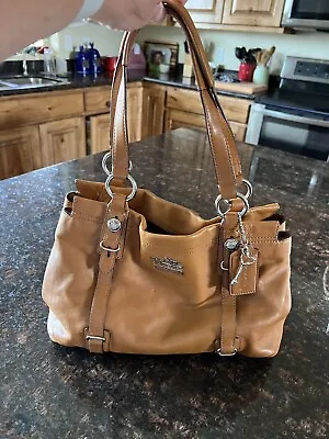 Coach Mia Soft Leather Carryall 15409 Camel Handbag Purse Shoulder Bag Tote  • $98