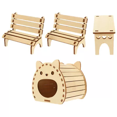 Gerbil Hide Wooden Rabbit House Cabin Small Animals • £13.99