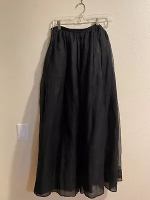 DKNY Vintage Crushed  Silk Maxi Skirt Size 6 Black Waist 30” Length 40” • $7.60