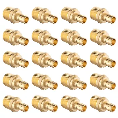 EFIELD 20 PCS 1/2  PEX X 1/2  Male NPT Adapters Brass Crimp Fittings Lead Free • $26.99