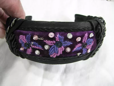 Vintage All Leather Handmade Headband W/Matching Wristlet • $14.99