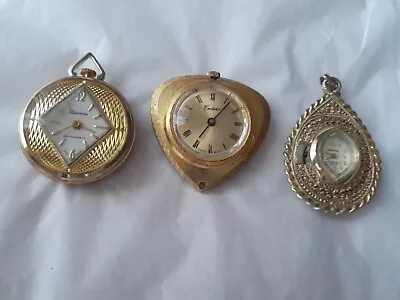 Vtg.3 Swiss Necklace Pendant Watches:lucerne Endura Desire 1 Jewel.as Is. • $39.99