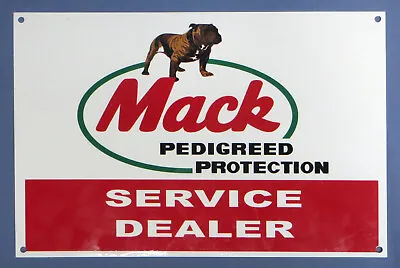 Mack Service Dealer Enamel Metal Sign Truck Semi Bulldog Pedigreed Protection EC • $59.99