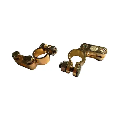 Car Battery Terminals Connectors 12V / 24V Battery Clamps Brass Plated (1 Pair) • £3.99