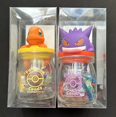 SET Of 2 Sealed Japanese Pokémon Candy Bottle Gengar Charmander Glass Jar Figure • £0.99