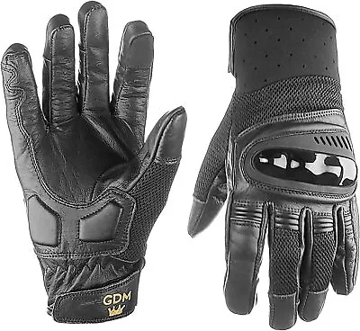 NEW GDM Leather Motorcycle Gloves Touch Screen S/M/L/XL/XXL • $39.95