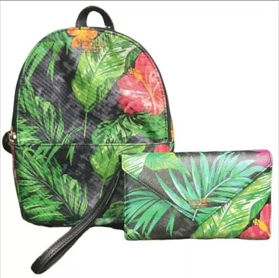 Victoria's Secret Floral Tropical Paradise City Backpack Mini With Wristlet EUC • $37.49