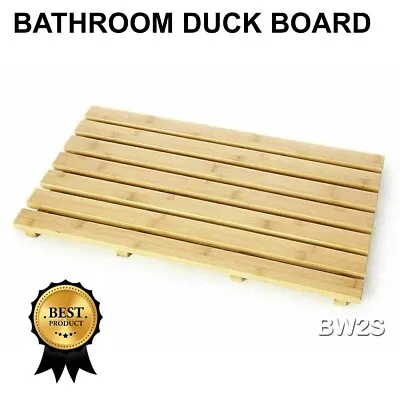 £12.95 • Buy Wooden Bathroom Shower Bath Duck Board Extra Long Rectangle Slatted Mat Natural