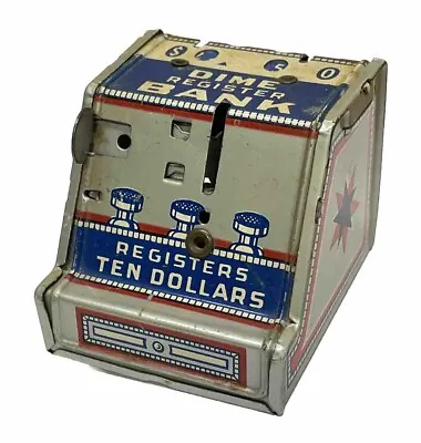 Vintage Dime Register Metal Toy Bank J.Chein Retro Toy Americana USA RARE ⭐️ • $11.99