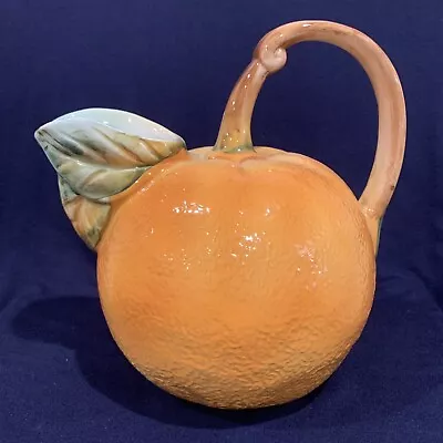 Lovely Vintage Italian Majolica Orange Fruit Shaped Pitcher 7 3/4  Tall • $19.90