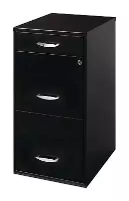 Space Solutions 3 Drawer Letter Width Vertical File Cabinet Black Easy To Clean • $64