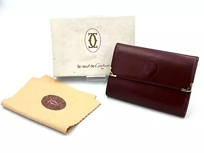 Cartier Wallet Must Trifold Long Purse Must De Cartier Bordeaux Authentic • $59