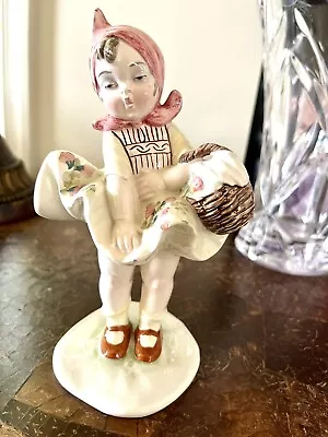 Little Girl Figurine Ceramic Carlo Mollica Italy 1930’s 501 Dress Blowing  • $32