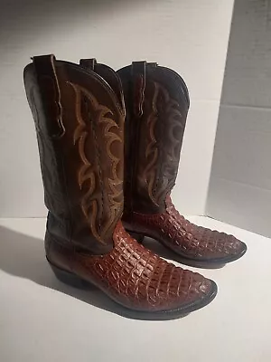 Vtg Nocona Mens Size 9.5 D Nubby Alligator Flame Stiching Cowboy Boots READ!! • $240