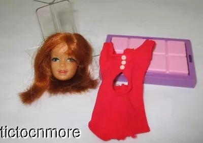 Vintage Mod Barbie Friend Stacey Doll Head 1165 Redhead & Red Suit & Seat Stand • $19.99