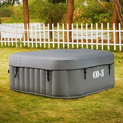 4 Person Inflatable Hot Tub W 120 Massage Jets Air Pump 5'x5' Outdoor Pool Gray • $359.99