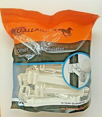 Gallagher 5  Offset T-Post Insulator White 20ct Bag Permanent Electric Fence NEW • $26.35