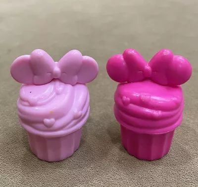 Disney Minnie Mouse Set Of 2 Pink CUPCAKE W EARS BOW Accessory Cake Topper • $4