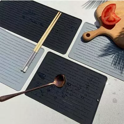 £5.24 • Buy Silicone Dish Drying Pad Heat Resistant Pad Draining Mat Foldable Non-slip