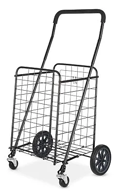 Folding Large Adjustable Steel Rolling Laundry Basket Shopping Cart Black • $35.09