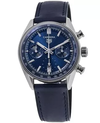 New Tag Heuer Carrera Chronograph Blue Dial Leather Men's Watch CBS2212.FC6535 • $4946.67