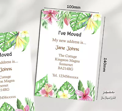 Personalised Change Of Address Cards Tropical Floral Printed Moving House Cards • £3.99