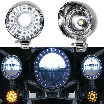 4  Chrome Motorcycle Driving Passing Spot Fog Light LED Lamp For Harley Honda US • $37.99