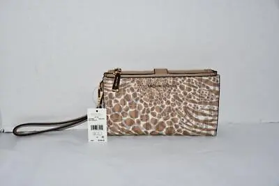 Michael Kors Sig Semi Lux Animal Print Double Zip Wristlet Camel #32T2GJ6W4U NWT • $89.99