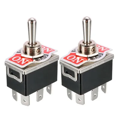 2 X Black DPDT 3 Position ON/OFF/ON Momentary 6 Terminals Toggle Switch • $11.66