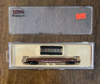 Atlas 38141 N Scale 50’ Flat Car W/ Stakes Union Pacific Toy Train • $22.99