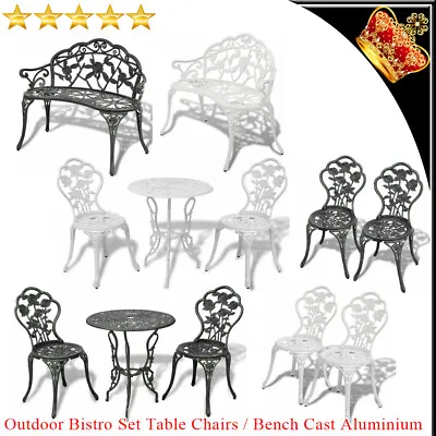 $203.69 • Buy Outdoor Setting Bistro Set Garden Patio Dining Table Chairs Bench Cast Aluminium