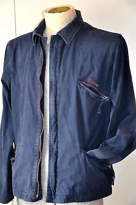 Firetrap Vintage Cotton Lightweight Jacket Blue Size M-L 22 P2P Zipped Pockets • £3.99