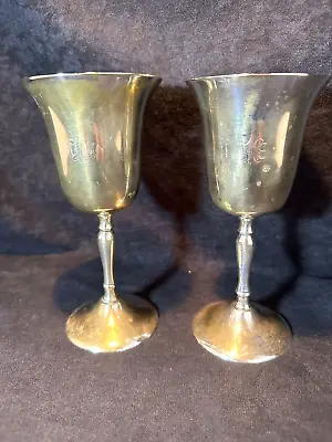 Leonard EPNS Silver Plated Wine Water Goblets Set Of 2 - Monogramed • $15.99