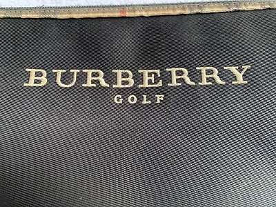 VTG Burberry Golf Zippered Bag Embroidered Canvas Plaid Trim Clip On Zipper Snap • $67.45