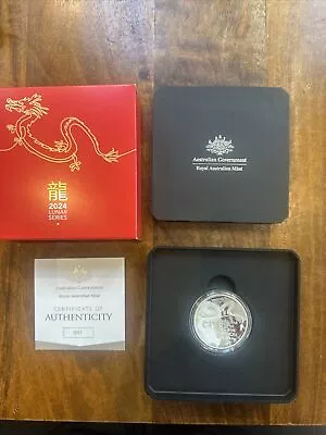 2024 Year Of The Dragon $5 Domed Silver Proof 1 Oz Coin Lunar Series • $130