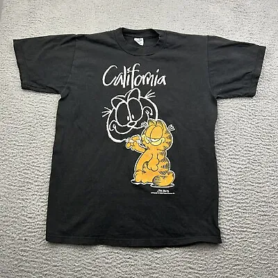 Vintage Velva Sheen California Garfield Black Short Sleeve Shirt Size Medium USA • $19.99