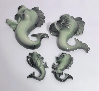Vintage Anthropomorphic Seahorse Fish Family Wall Plaques Top Hats Mid Century • $96
