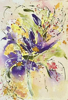 Original Signed Watercolor Painting. Colorful Bouquet. 5x7 • $8.99