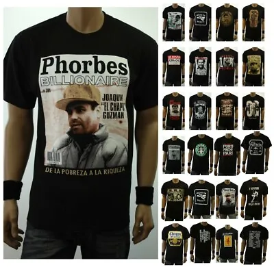 $15.99 • Buy Mens Black Graphic T-Shirt MEXICAN CHAPO Drinking Humor Borracho Narco Cartel