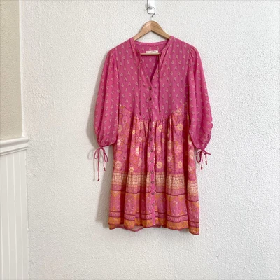 $125 • Buy Spell And The Gypsy Utopia Tunic Mini Dress Flamingo Pink Floral Size L