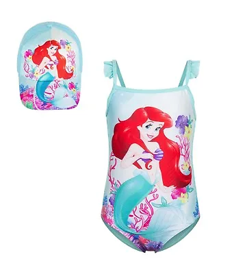 £3.99 • Buy Girls Disney Princess Ariel Swim Wear Swimming Costume Hat Swimsuit Size 3-8 Y