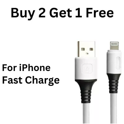 Heavy Duty USB Fast Charger Cable For IPhone 14 13 12 11 XR XS 8 SE IPad 1-Meter • £1.95