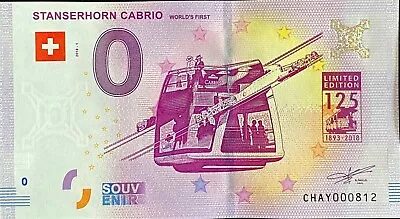 Ticket 0 Euro Stanserhorn Cabrio Switzerland 2018 Number Various • £5.91