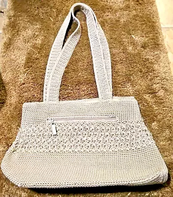 Vtg 70s Unused Worthington Crochet Taupe Double Handle Purse Shoulder Bag Tote • $34