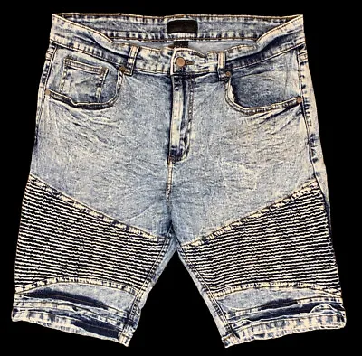 $23.79 • Buy Steve's Jeans Moto Shorts Men's Tag Size 34 (Actual 34x10) Blue Acid Washed 